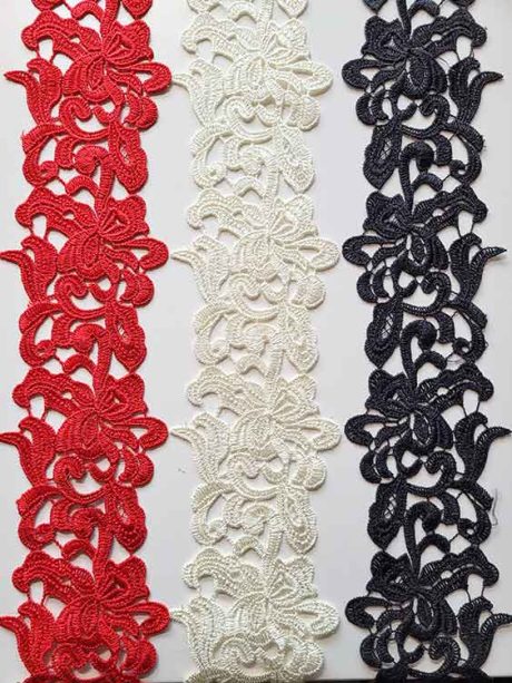 Guipure embroidered lace trim, 75mm
