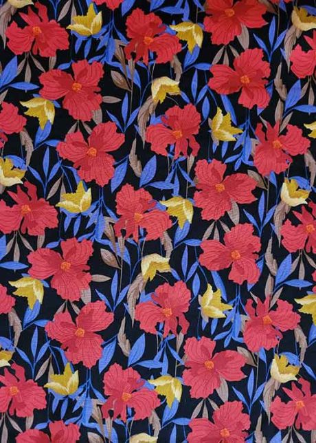 Rose & Hubble 100% cotton poplin, "Irises" (red & blue/black) - Image 2