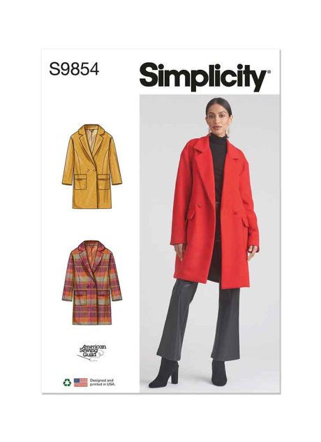 S9854 Misses' Lined Coat for American Sewing Guild