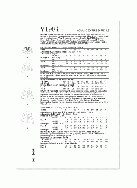 V1984 Misses' Tops