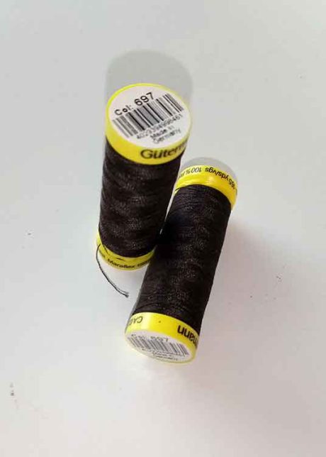 Gutermann Maraflex elastic thread, Col. 697 (dark brown)