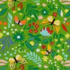 Unbrushed cotton French terry, "Meadow Butterflies" (green)