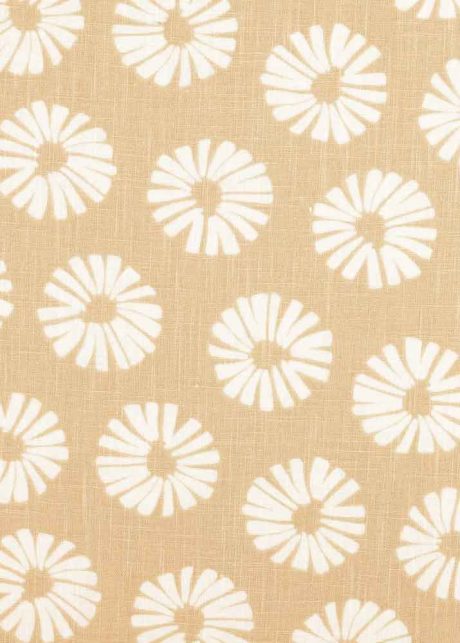 Washed linen print, "Daisy" (beige)