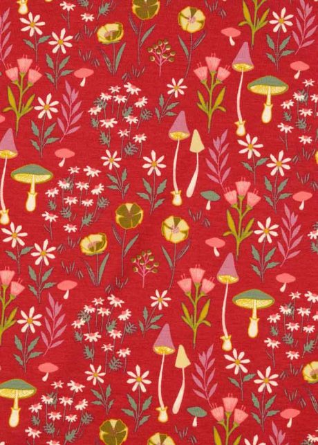 Cotton jersey "Mushroom carpet" (red)