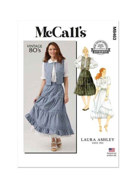 M8463 Misses' Blouse, Vest, Skirt and Petticoat by Laura Ashley
