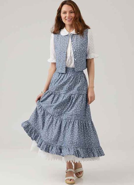 M8463 Misses' Blouse, Vest, Skirt and Petticoat by Laura Ashley - Image 2