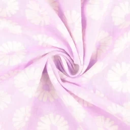Washed linen print, "Daisy" (lavender)