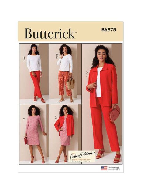 B6975 Misses' Jacket, Knit Top and Dress, and Pants  by Palmer/Pletsch