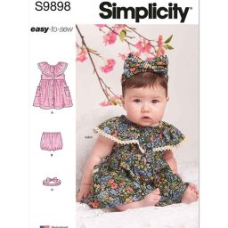 S9898 Babies' Dress, Panty and Headband