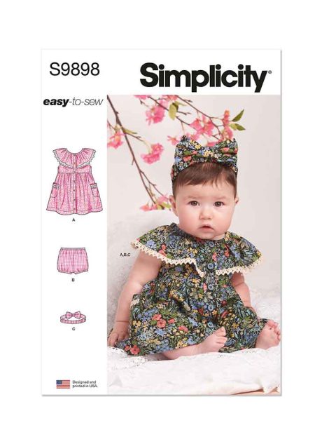 S9898 Babies' Dress, Panty and Headband