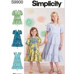 S9900 Children's and Girls' Dress with Sleeve and Length Variations