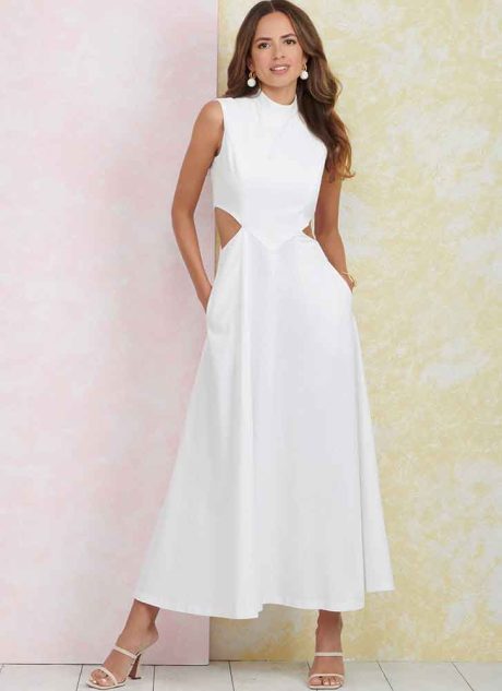 S9920 Misses' Dress with Neckline and Length Variations