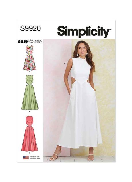 S9920 Misses' Dress with Neckline and Length Variations