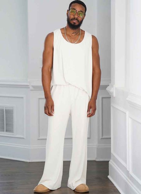 S9931 Men's Robe, Knit Tank Top, Pants and Shorts by Norris Danta Ford