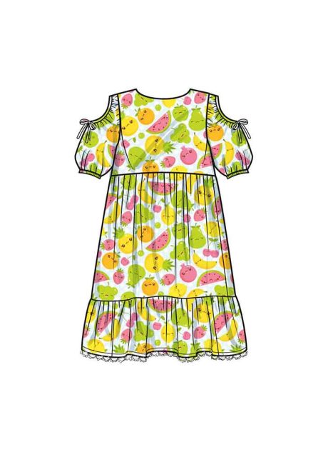 S9933 Children's and Girls' Dress with Sleeve Variations