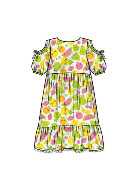 S9933 Children's and Girls' Dress with Sleeve Variations