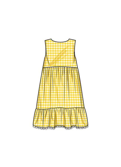 S9933 Children's and Girls' Dress with Sleeve Variations