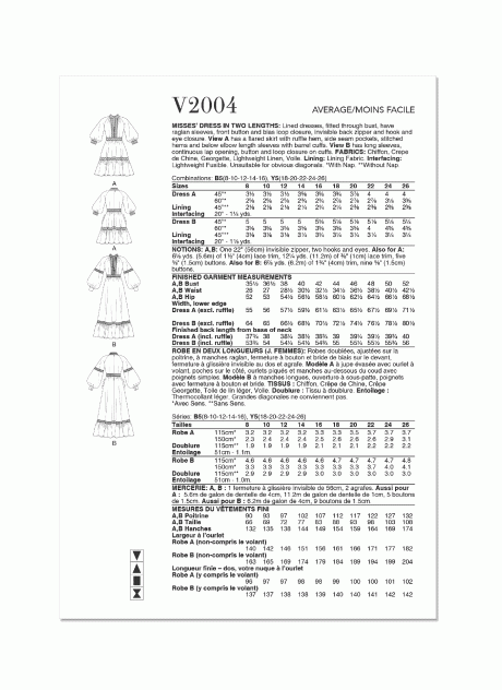 V2004 Misses' Dress in Two Lengths