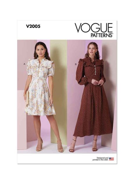 V2005 Misses' Dress in Two Lengths with Sleeve Variations