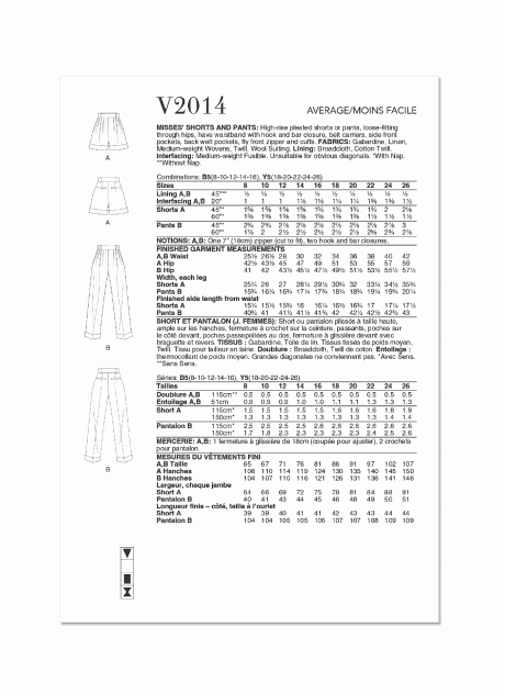 V2014 Misses' Shorts and Pants