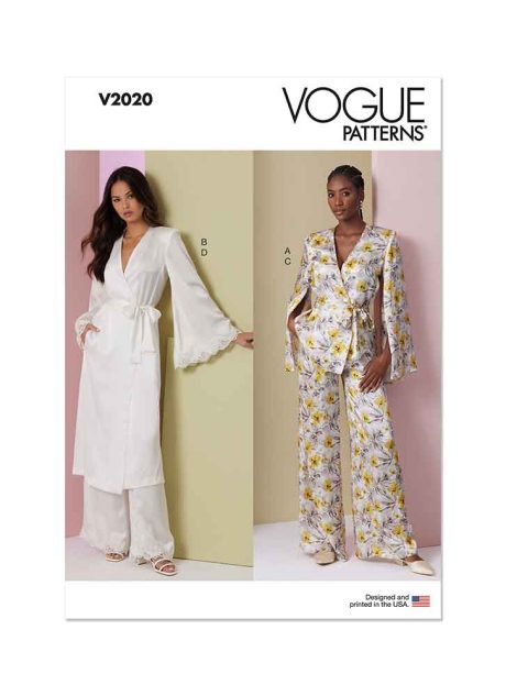 V2020 Misses' Lounge Top, Robe and Pants