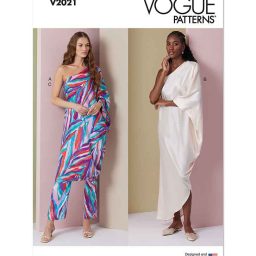 V2021 Misses' One Shoulder Dress and Pants