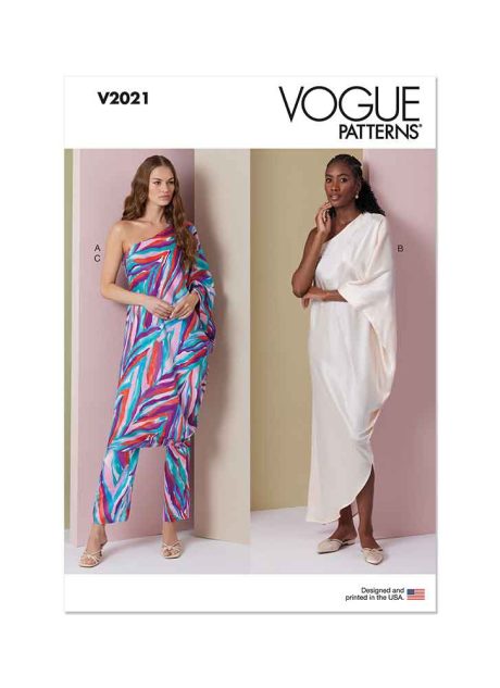 V2021 Misses' One Shoulder Dress and Pants