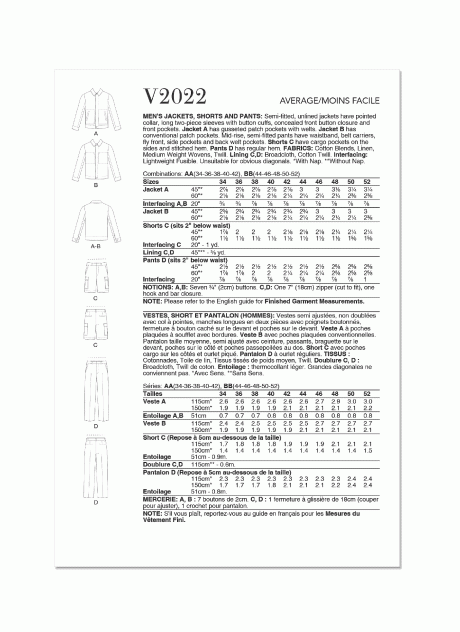 V2022 Men's Jackets, Shorts and Pants