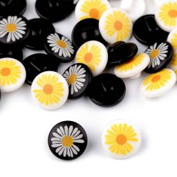 Daisy buttons, 11mm (white or black)