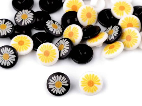 Daisy buttons, 11mm (white or black)