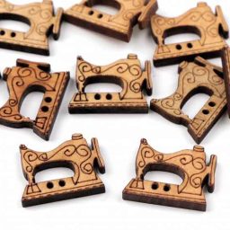 Decorative wooden 'sewing machine' buttons,