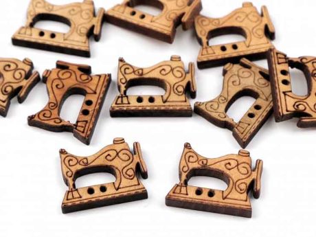 Decorative wooden 'sewing machine' buttons,