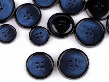 Glossy blue buttons with fine patina (15mm/25mm)