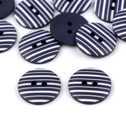 Matt blue buttons with stripes, 18mm