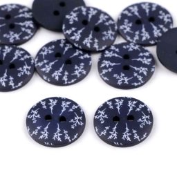 Matt blue buttons with twigs, 18mm