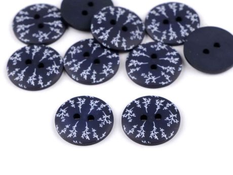 Matt blue buttons with twigs, 18mm