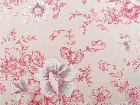 Linen mix, "Romance de Jouy" (Red/Burlap - 0.5m Remnant) - Image 2