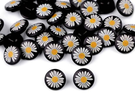 Daisy buttons, 11mm (white or black)