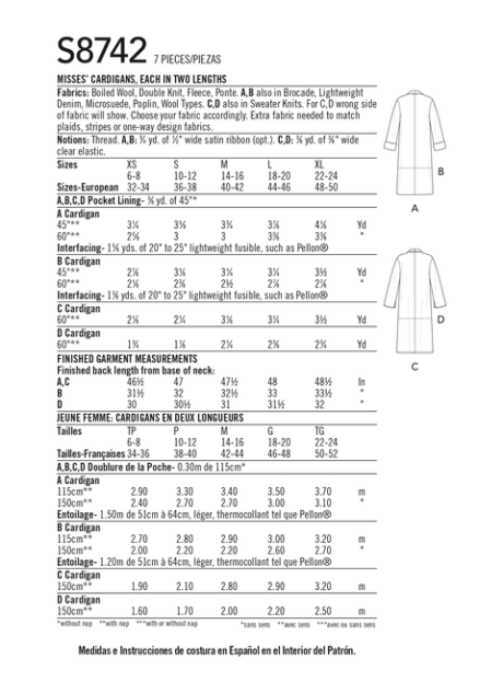 S8742A Pattern 8742 Women's Cardigan - Image 2