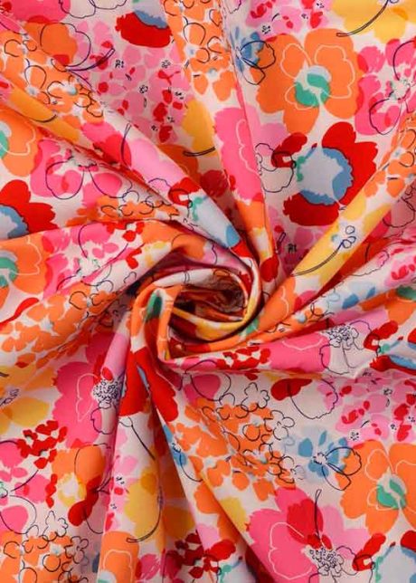 "Fiesta" cotton poplin (pink/multi)