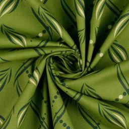 Cotton print, "Falling Leaves" (olive green)