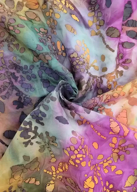 50s Cotton Batiks (purple, grey, orange, multi-colour - 1.1m Remnant)