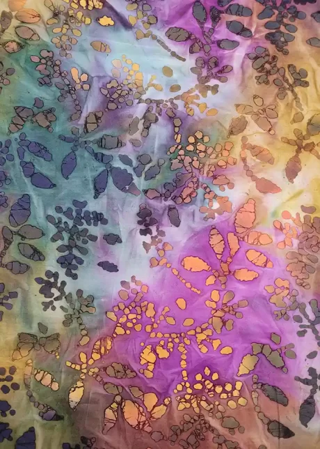 50s Cotton Batiks (purple, grey, orange, multi-colour - 1.1m Remnant) - Image 2