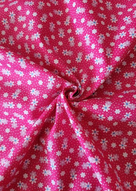 Rose & Hubble cotton poplin print "Buttercups & Daisies", cerise
