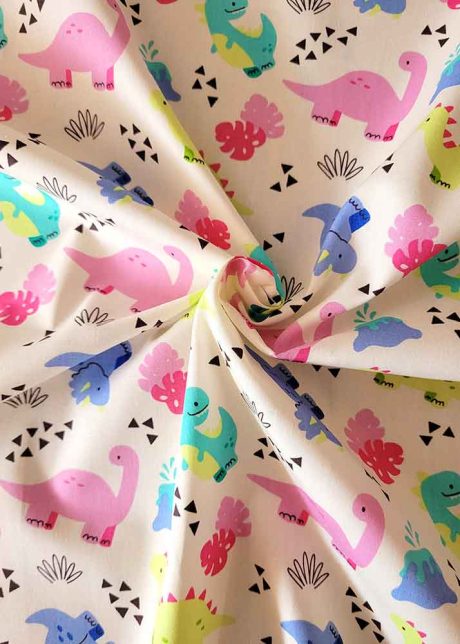 Rose & Hubble cotton poplin print, "Dotey Dinos"