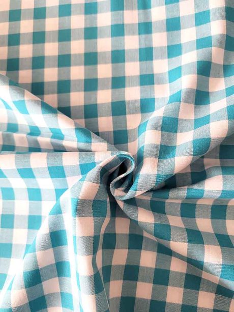 Yarn-dyed 100% cotton gingham, turquoise