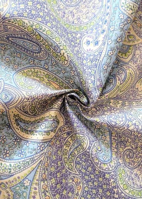 Rose & Hubble cotton poplin print, "Paisley Fiesta", sky