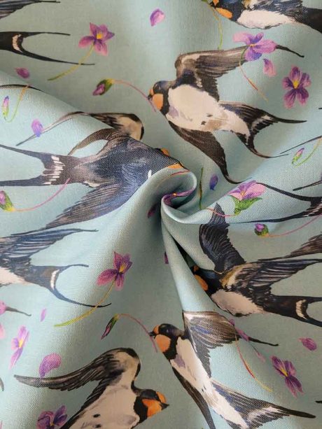 Digital print 60" cotton poplin, "Swallows"