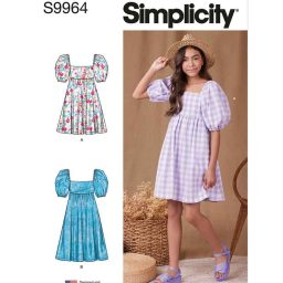 S9964 Girls' Dress With Back Bodice and Length Variations