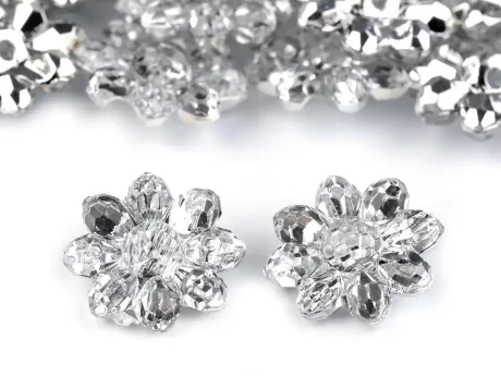 Flower-shaped imitation crystal buttons (15mm)